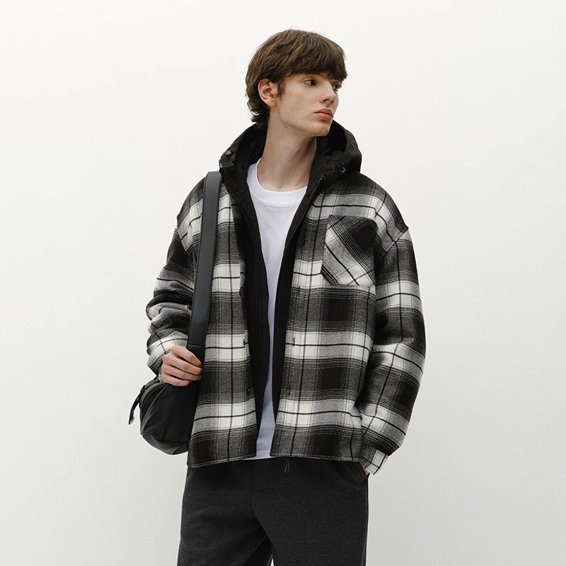 Semir Men Shirt Fleece Lined Plaid Pattern Long Sleeve Loose Fit 2026 Winter Casual Style Layering Wear Everyday Look