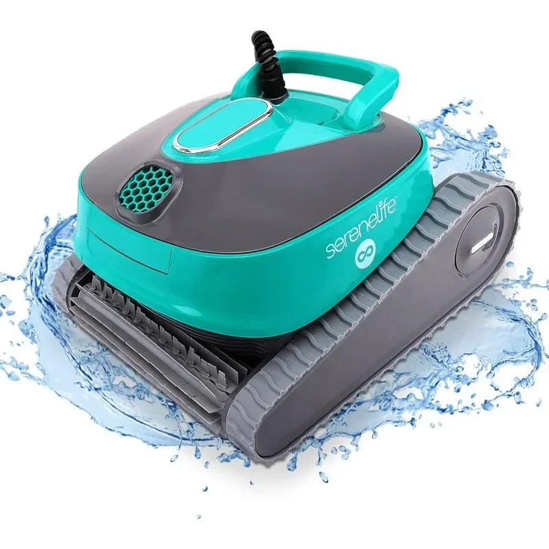 SereneLife Robotic Pool Cleaner 3 Motor Automatic Pool Vacuum Dual Brushes Wall-Climbing Robot Indoor Outdoor Pools Cleaner