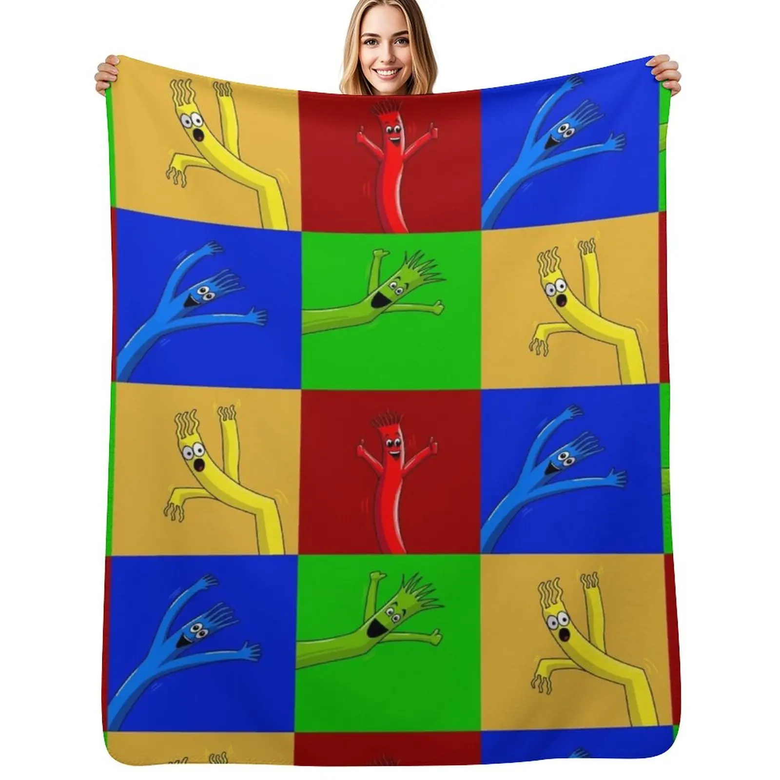 

Wacky Waving Inflatable Arm Flailing Tube Man Pop Art Portrait Throw Blanket Hairys Soft Big Travel Bed Fashionable Blankets