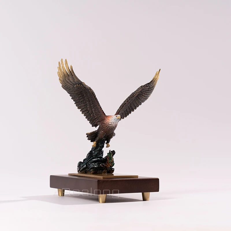 Bronze Eagle Sculpture Winged Bald Eagle Bronze Statue Bronze Casting Flying Eagle Handcrafts Home Office Decor Ornament Gifts