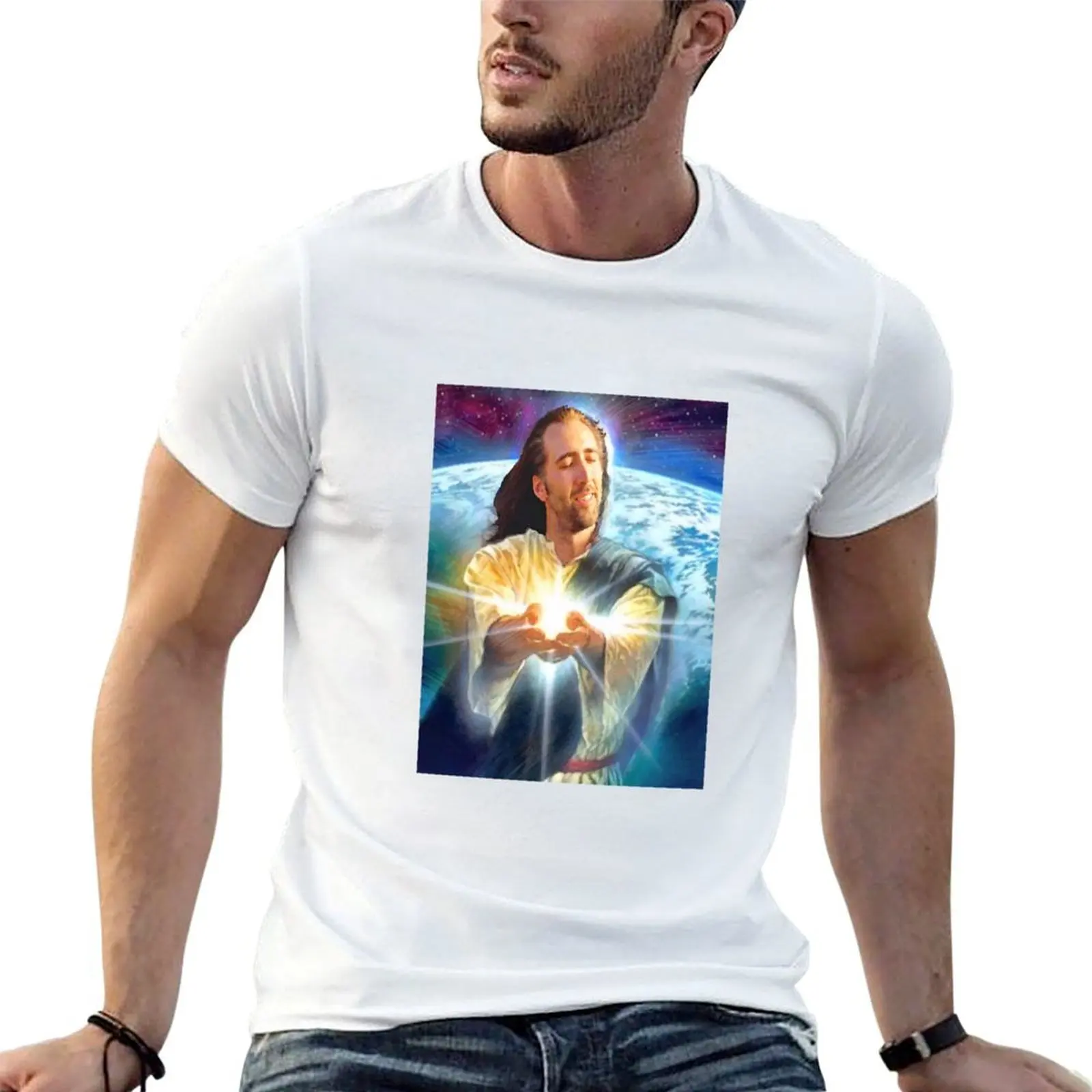 jesus cage T-Shirt man clothes aesthetic clothes t shirts for men graphic