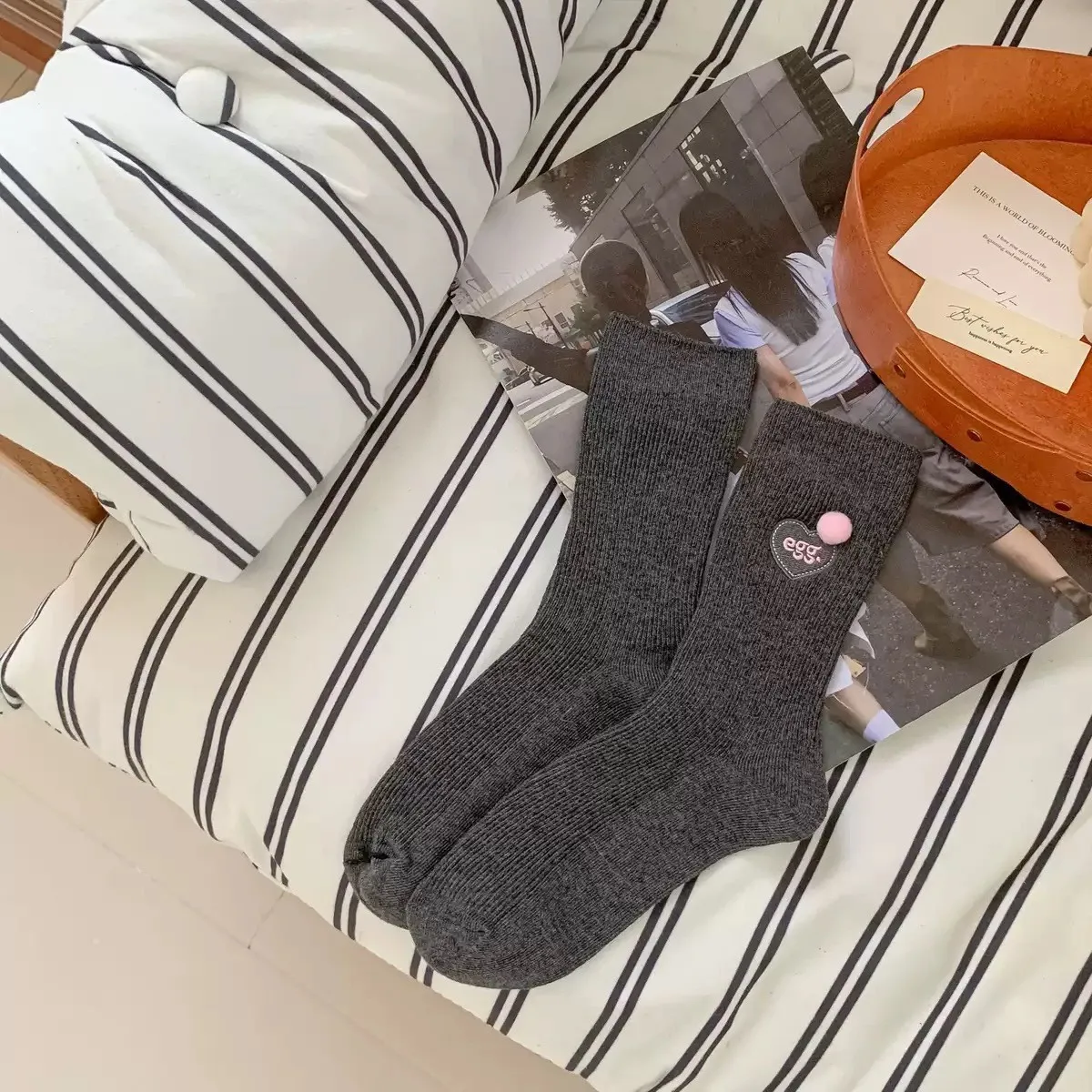 

Autumn Canelé Sweet Retro Girly Straight Mid-calf Socks