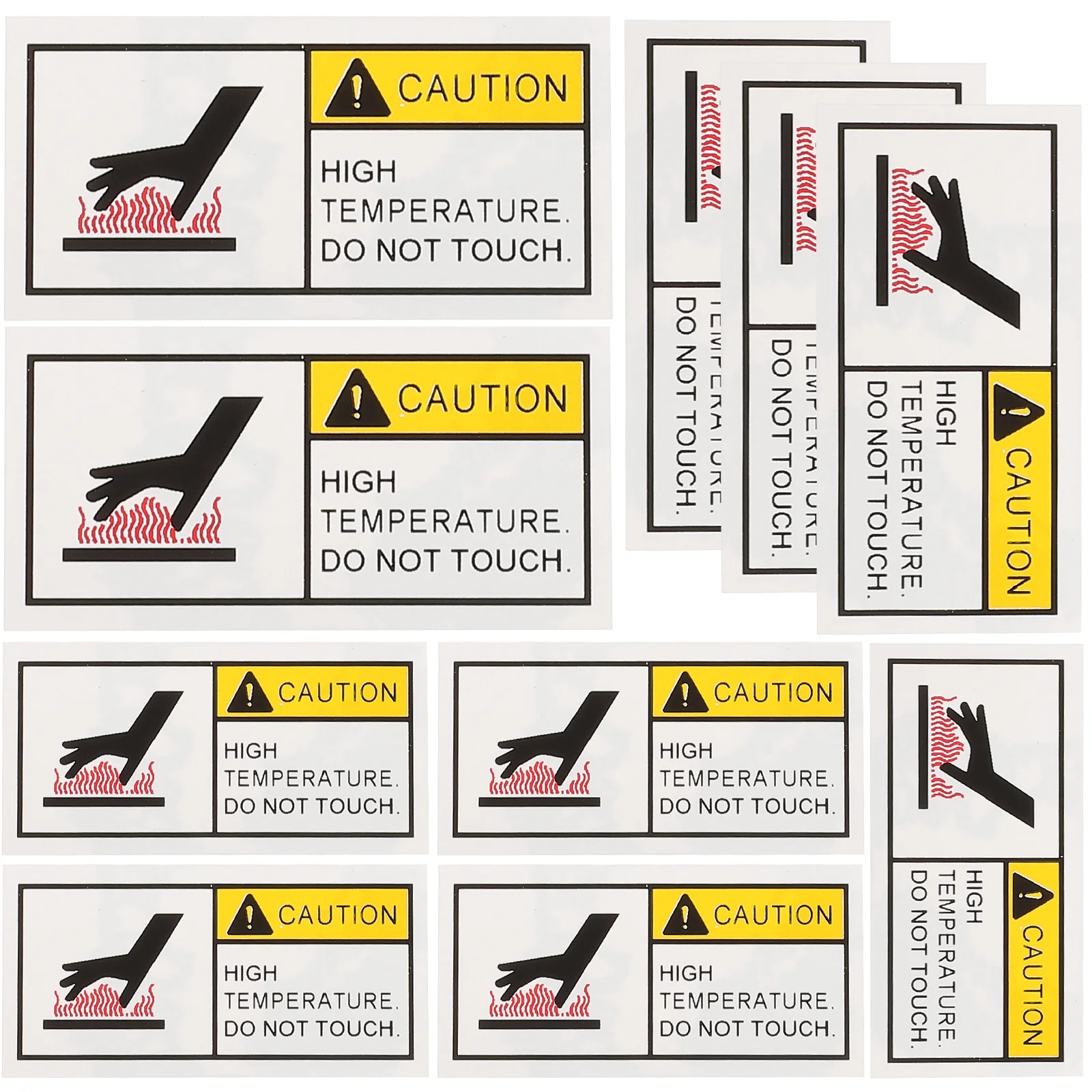 10Pcs Do Not Touch Sign High Temp Warning Stickers Clear Patterned Safety Labels for Radiator and