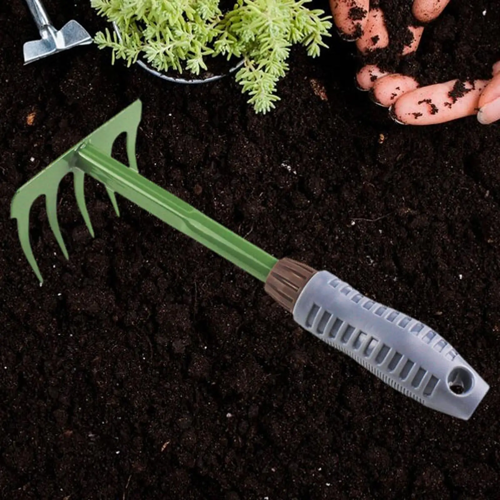 Leaf Rake Manual Weeds Grabber Weeds Puller Tool 5 Claw Stand Up Weeder with Long Ergonomic Handle for Backyard Gardening Farm