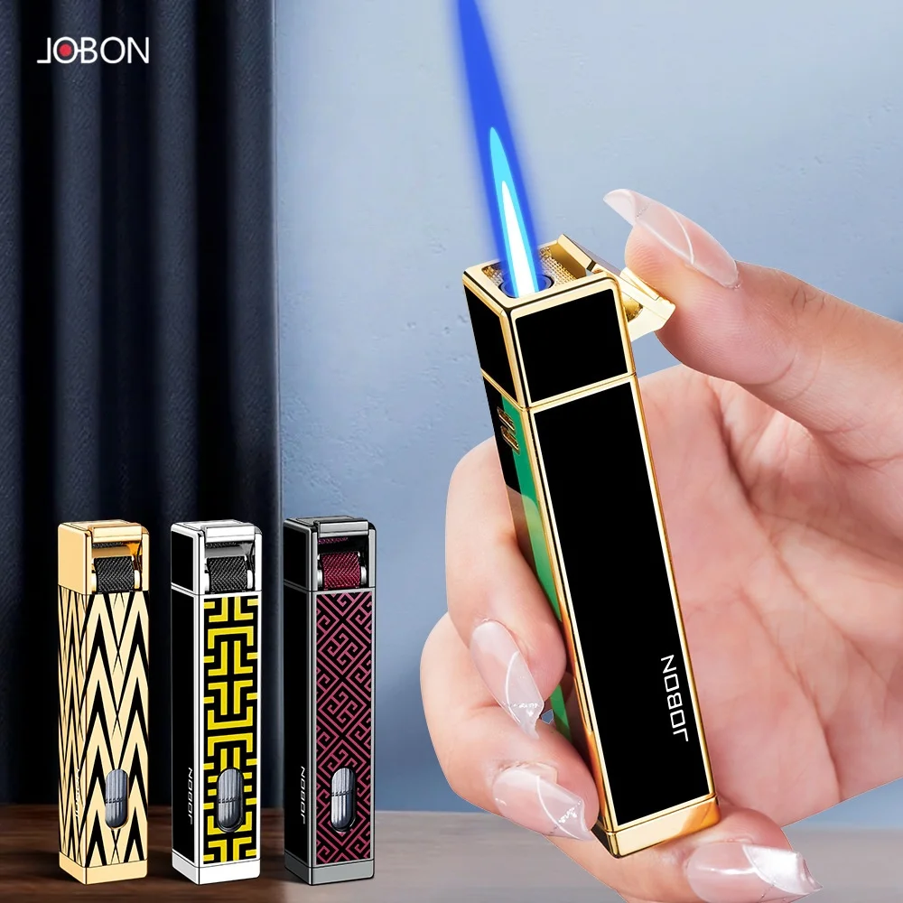 

JOBON Mini Fashion Metal Direct Blue Flame Cigarette Lighter Portable High Beauty Cigarette Accessories Boyfriend Trendy Gift
