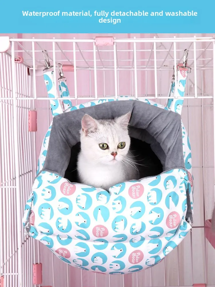 

Теплая зимняя кровать Hammo для домашних животных, съемная, фиксированная, закрытая, качели, клетка, дом, удобный мягкий бархатный материал, большой ...