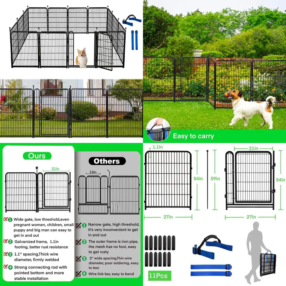 

tall garden fence animal barrier, 54 in(h) dog fences for the yard, 10 panels total 22.1 ft(l) garden edging fence, 21 in wide l