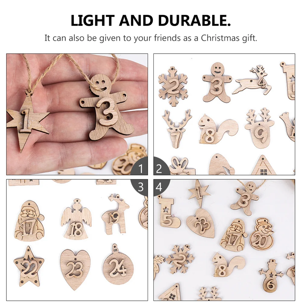 

Wooden Christmas Calendar Hanging Tags Diy Xmas Ornament For Holiday Decor Countdown Pendant Xmas Supplies Party Decor
