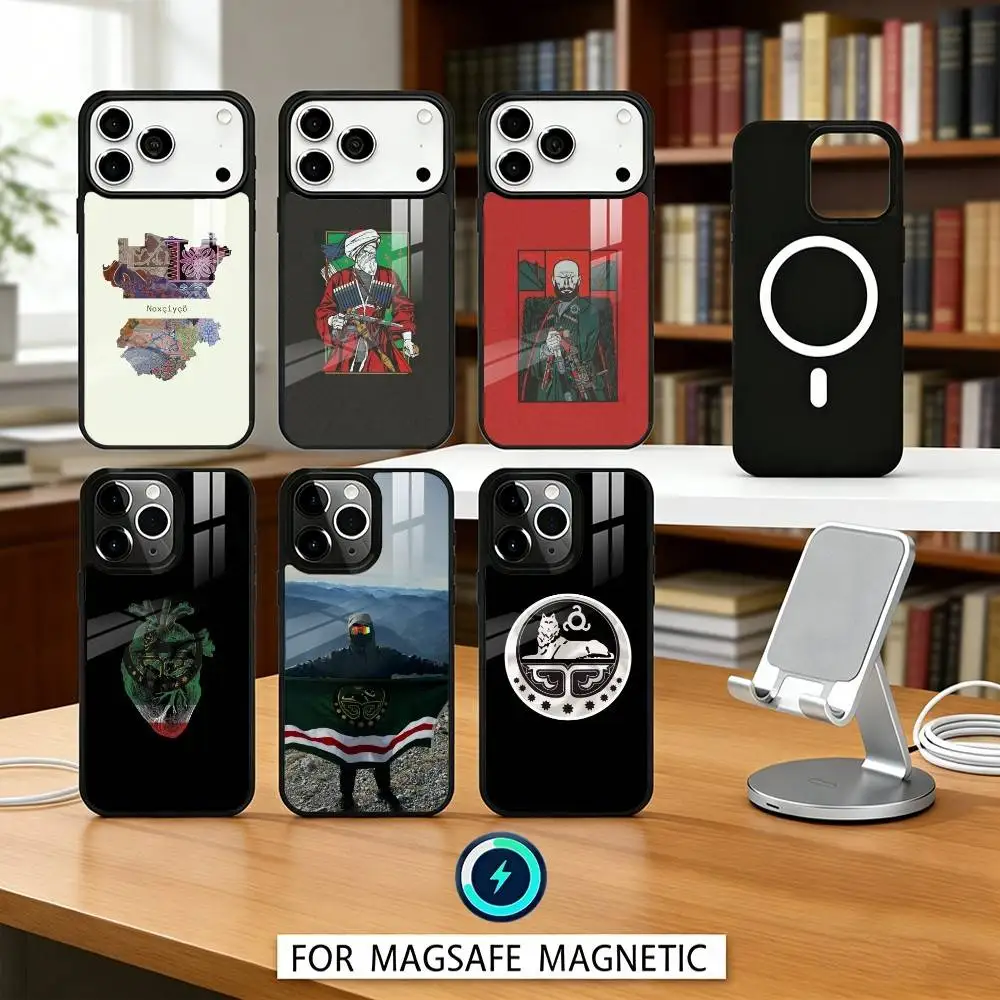 

C-Chechen National Flag Phone Case Magnetic For iPhone17 16 15 14 13 12 Pro Max For Magsafe Wireless Charging Cover