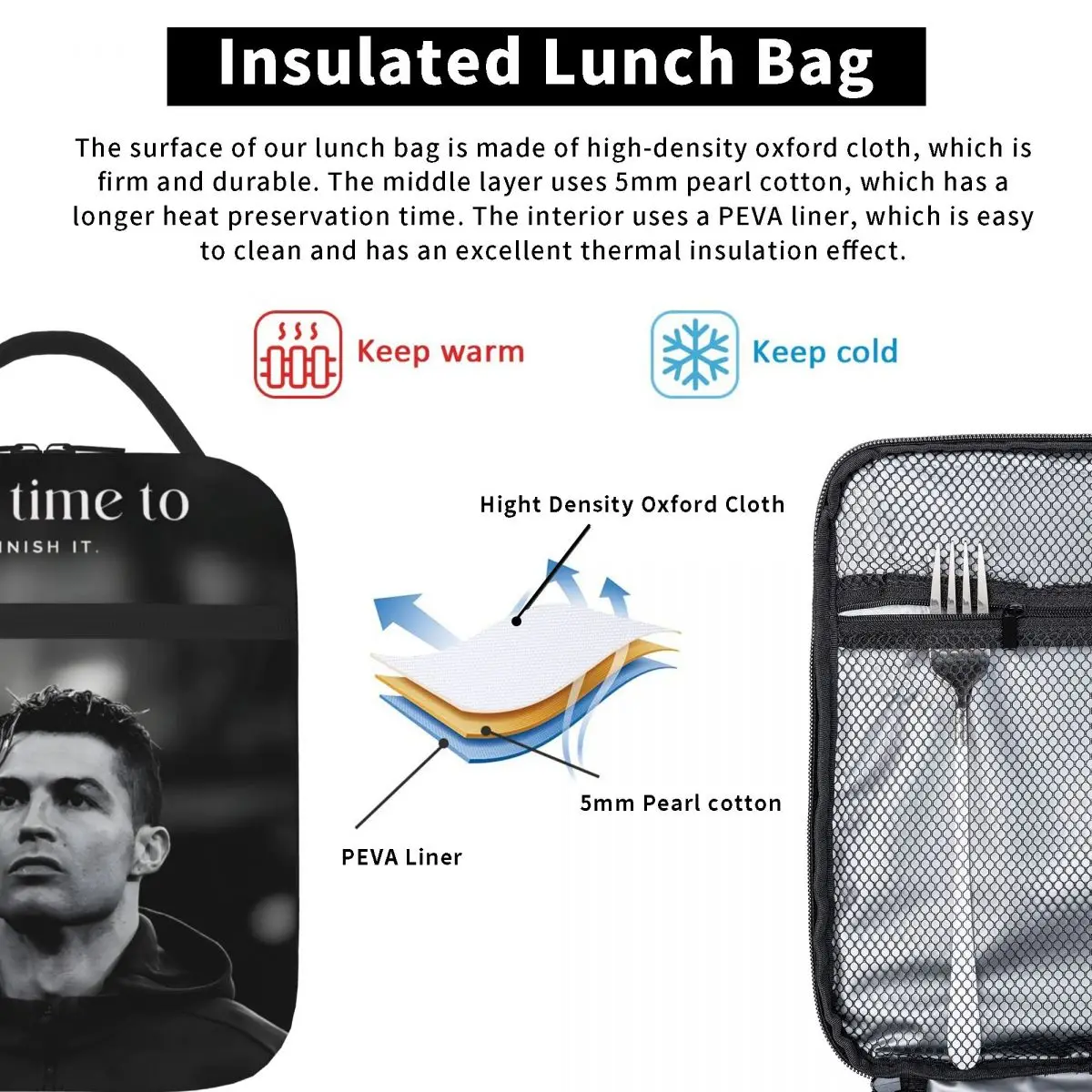 CR7 Cristiano Ronaldo Torba na lunch Pojemnik na lunch New Arrival Cooler Termiczne pudełko na drugie śniadanie do biura