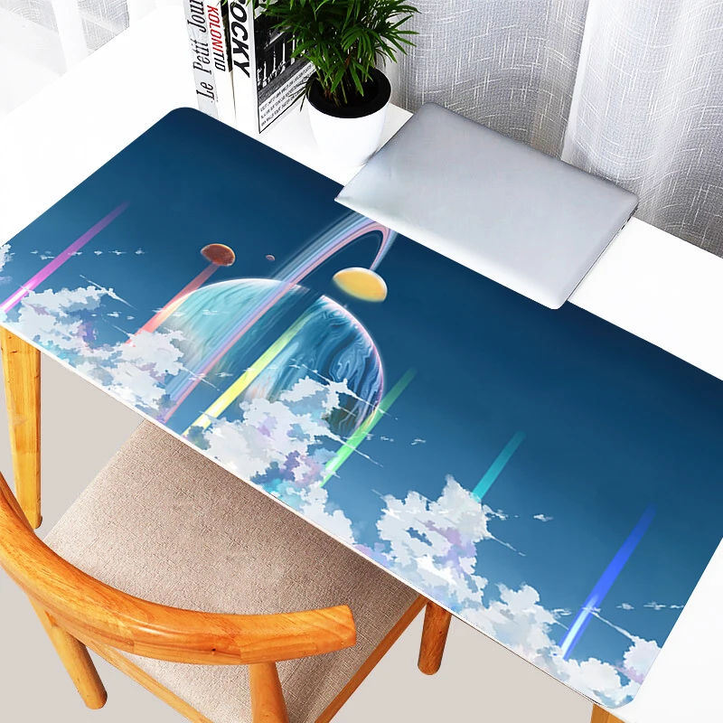 Mouse Pad Laptop Space Galaxy Non Slip Keyboard Rug Office PC Clouds Rainbow Gaming Accessories Mousepad XXL Sky Anime Desk Mat