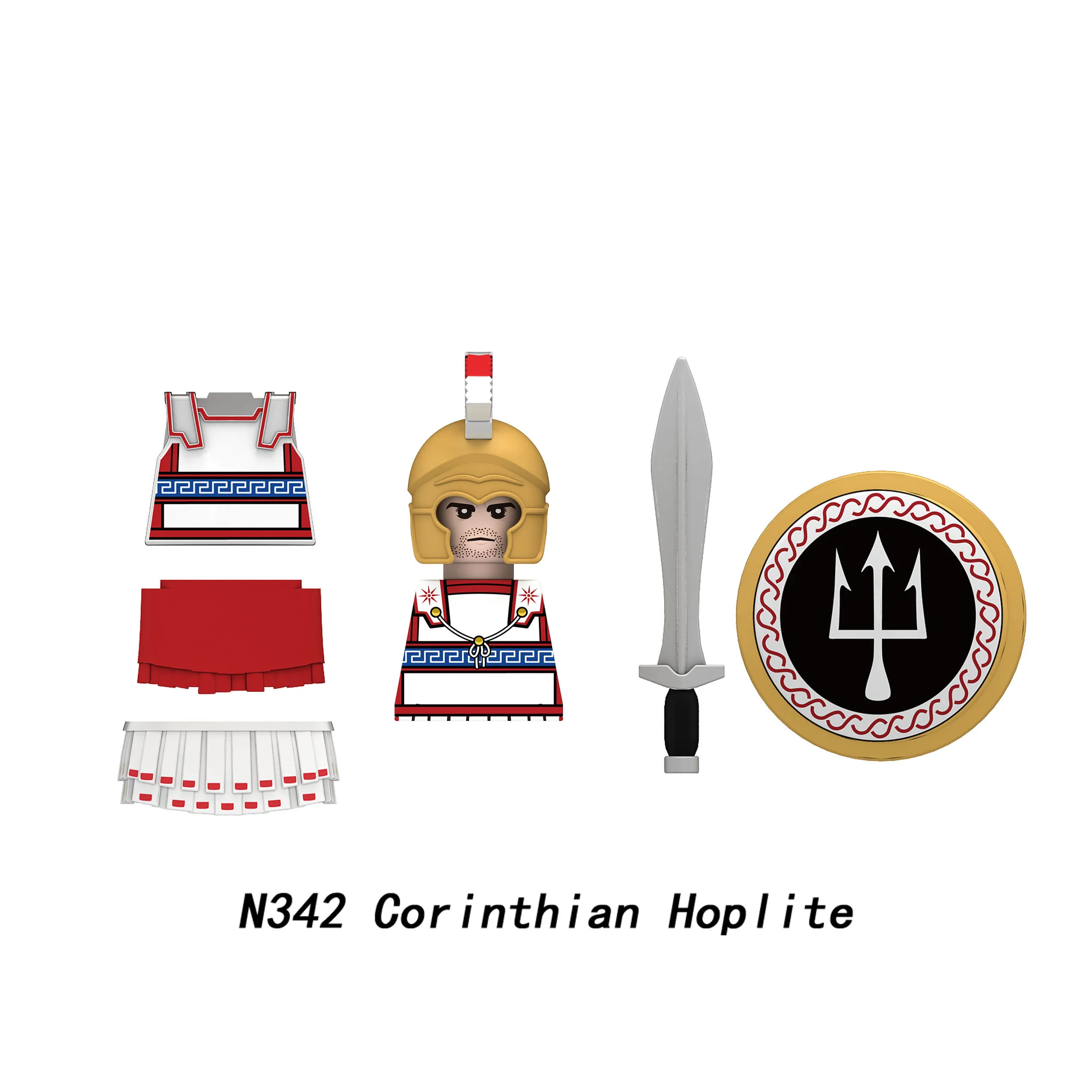 MOC Römische Soldatenfiguren Bausteine Spartaner Hopliten Athener Armee Speer Bogen Waffen Schilder Schwert Rüstung Weste Bausteine Spielzeug