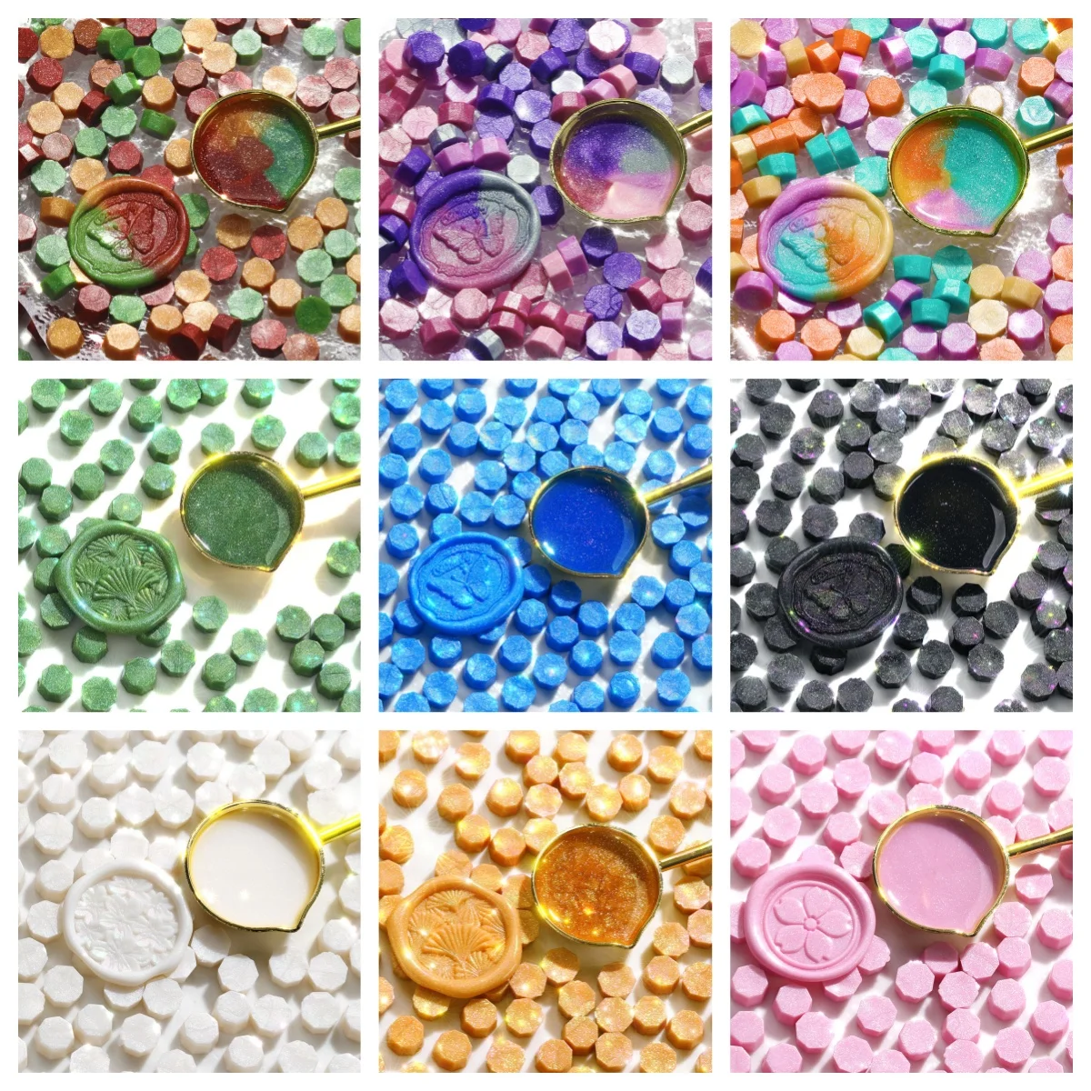 

100Pcs/set Colorful Octagon Vintage Wax Seal Beads Wax Stamps for Diy Wedding Invitation Cards Making Envelope Sealing Craft