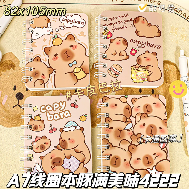 

4PCSCapibara coil this high appearance horizontal flip coil this pocket book note book mini small book