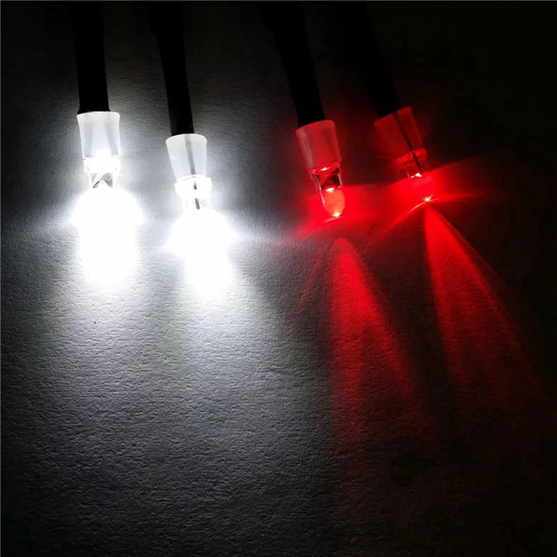 4 LED Light Kit 2 White 2 Red 3mm Headlights for 1/24 RC Crawler Car Axial SCX24 90081 AXI00002 Upgrade Parts