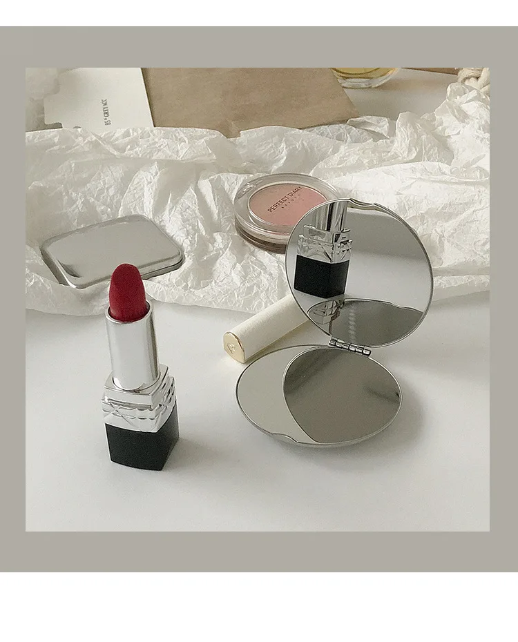 Espelho portátil dupla face ins inquebrável, espelho de maquiagem compacto portátil com capa flip para mulheres, viagens e uso no dormitório