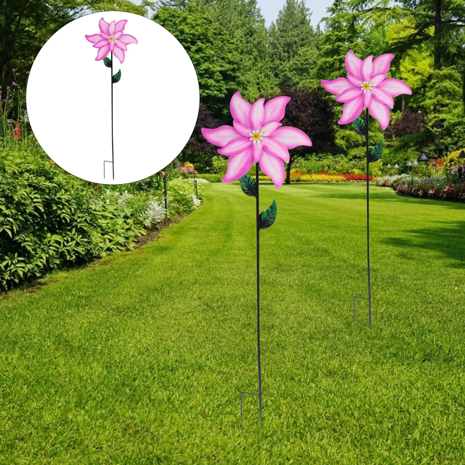 

1pc Iron Flower Stakes Outdoor Garden Decoration Yard Metal Ornament Lawn Patio Stake Sunflower Decoration Garden Iron Flower