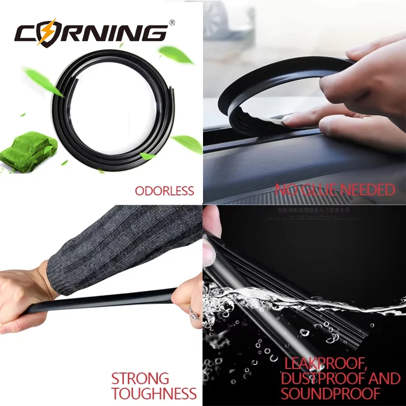 160cm Car Dashboard Sealing Strip Interior Auto Leakproof Strips Noise Sound Insulation Rubber Trim Weatherstrip Car Accessories