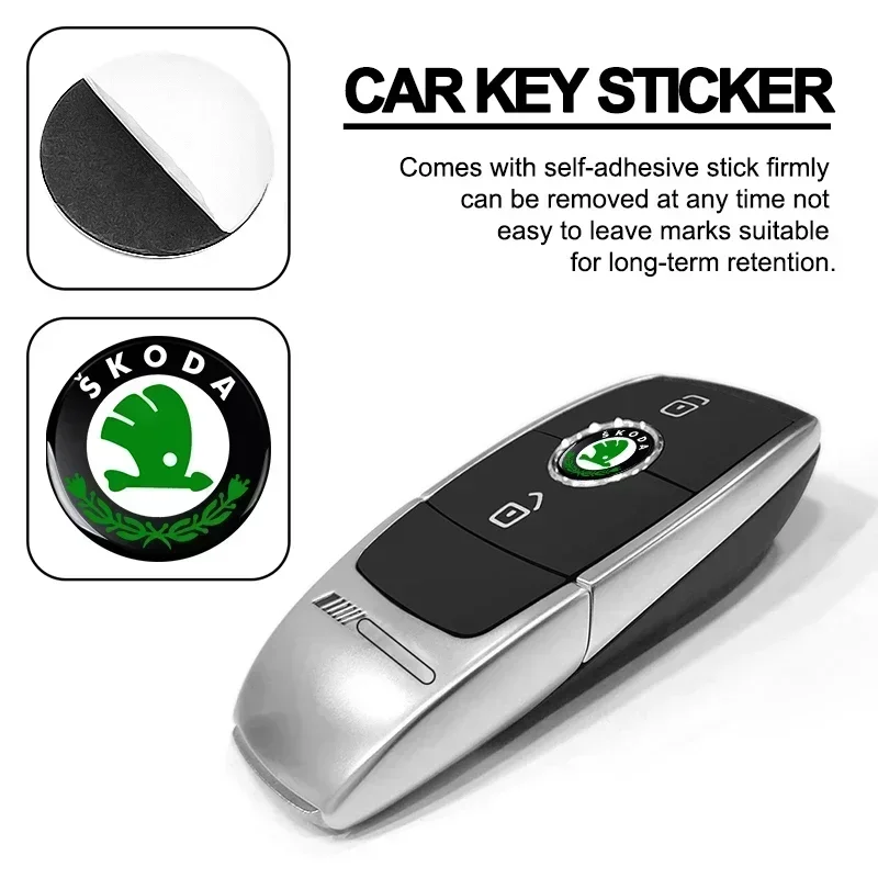 New 14mm Fob Car Logo Sticker For Car Remote Control Key For Skoda Octavia Kodiaq Fabia Rapid Superb A5 A7 2 Kamiq Karoq