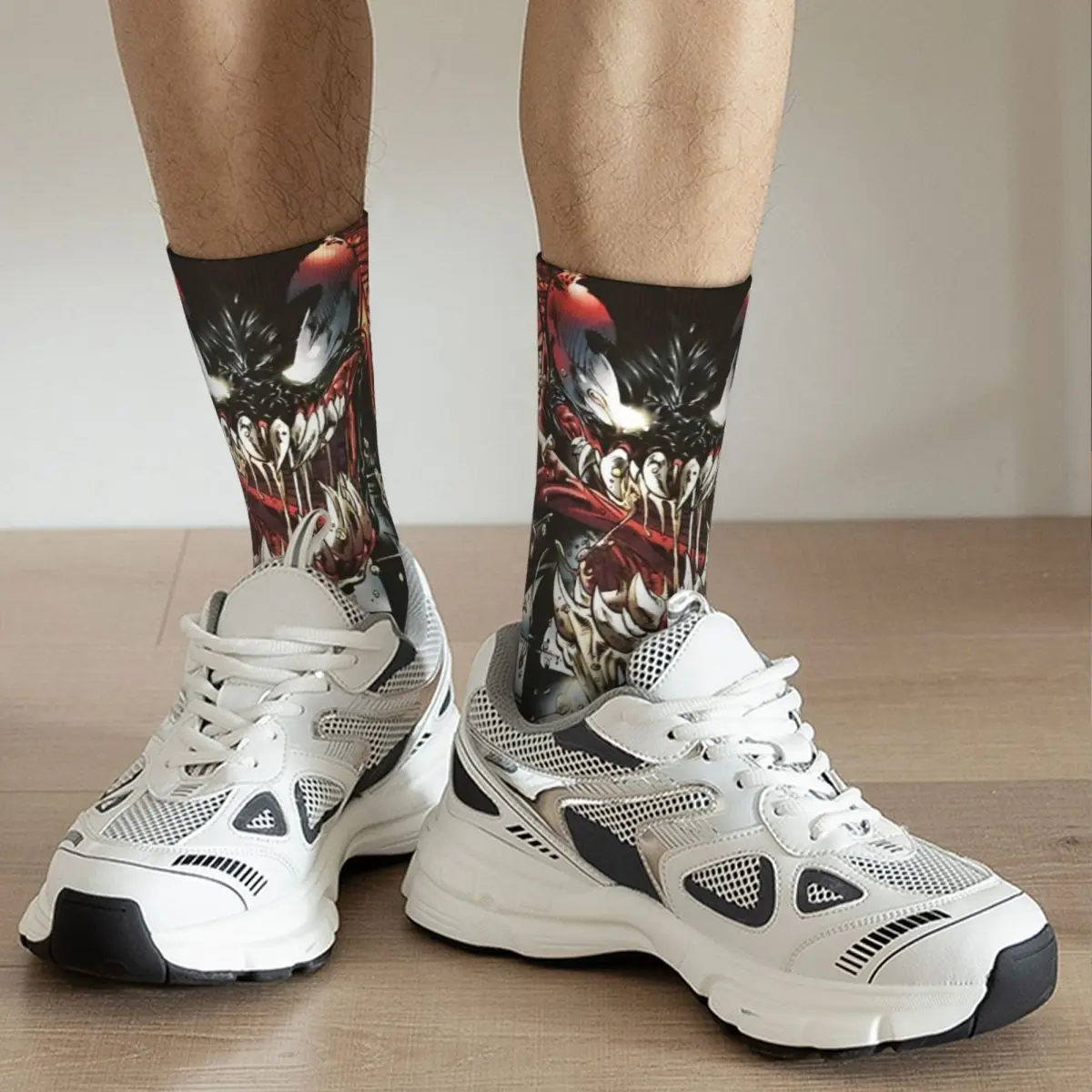 Chaussettes de compression vintage sans couture pour hommes, Harajuku, Marvel, Venom, Hip Hop, nouveauté, Crew ELan, cadeau imprimé, drôle, heureux, ensemble