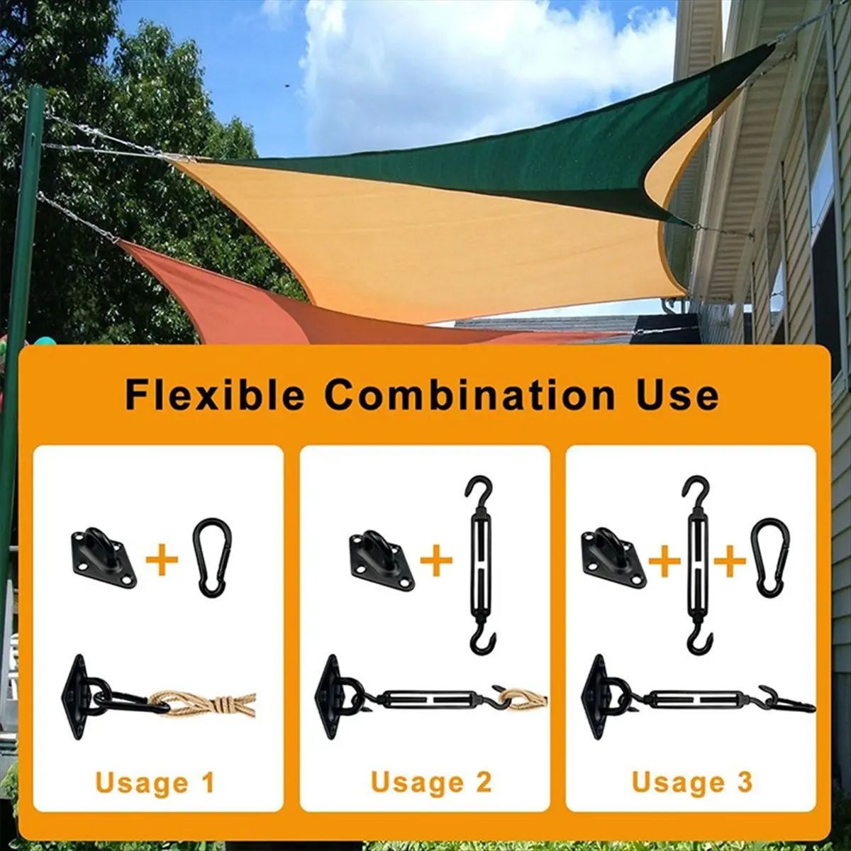 Fits for 44 Pcs Sun Shade Sail Hardware Kit for Triangle Rectangle Sun Shade Sail Installation,for Patio, Garden Outdoors