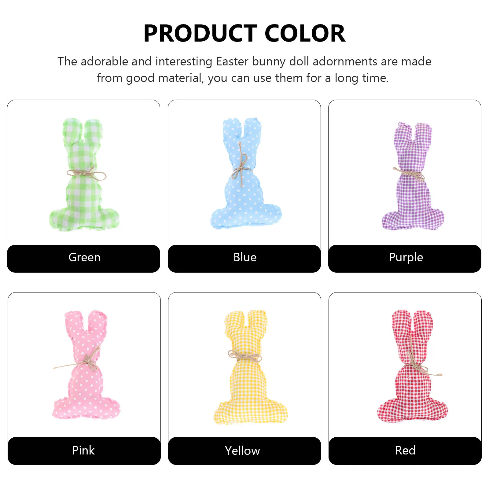 

6Pcs Easter Cloth Rabbit Decor Shape Ornaments Easter Party Atmosphere Cloth Bunny Ornament Party Decor