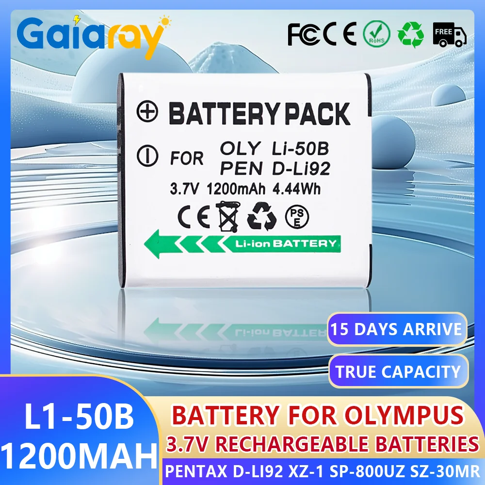 

3.7V 1200mAh Rechargeable Battery for Olympus LI 50B LI50B LI-50B Camera Battery for Pentax D-LI92 XZ-1 SP-800UZ SZ-30MR Cameras
