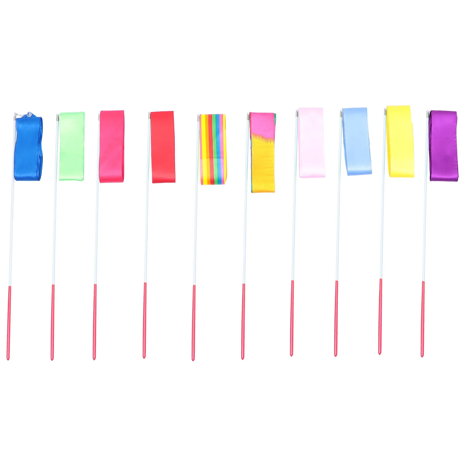 10Pcs Colorful Rhythmic Gymnastics Ribbons 4m Long Dance Streamers Performance Props Training Exercise Marching Band