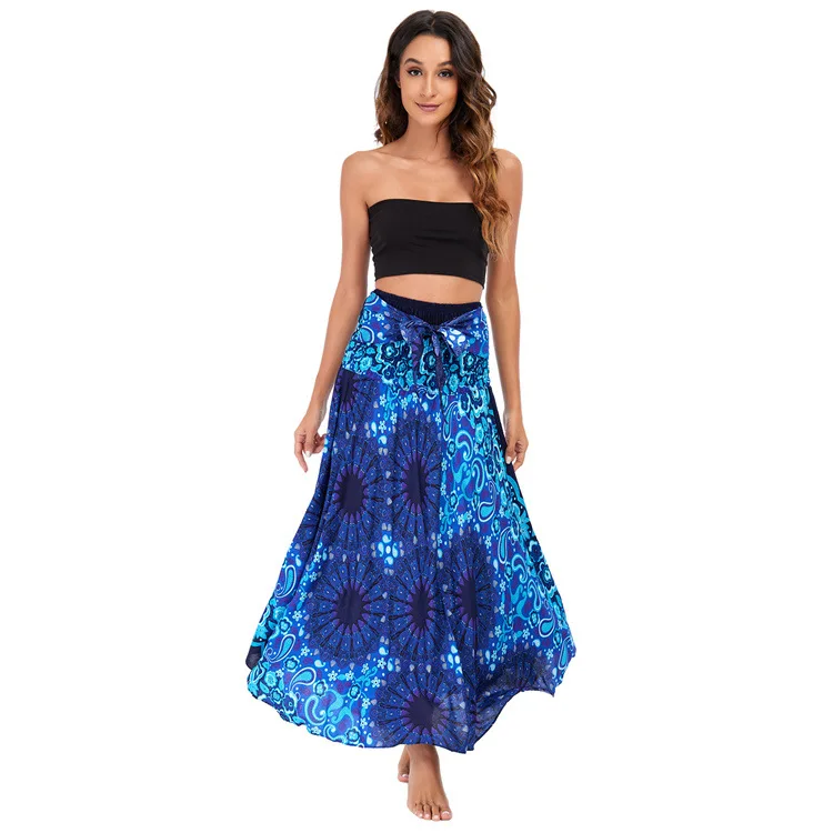 Maxi Boho Lange Röcke für Damen Bohemian Rock mit Blumenmuster Gypsy Boho Hippie Yoga Urlaub Strand – Detail 25