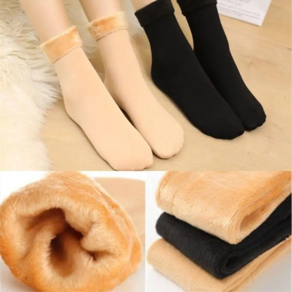 

12Pairs Simple Thicken Warm Socks Thicker Mid Tube Thermal Mid Length Socks Floor Socks Solid Color Winter Socks Women Sleeping