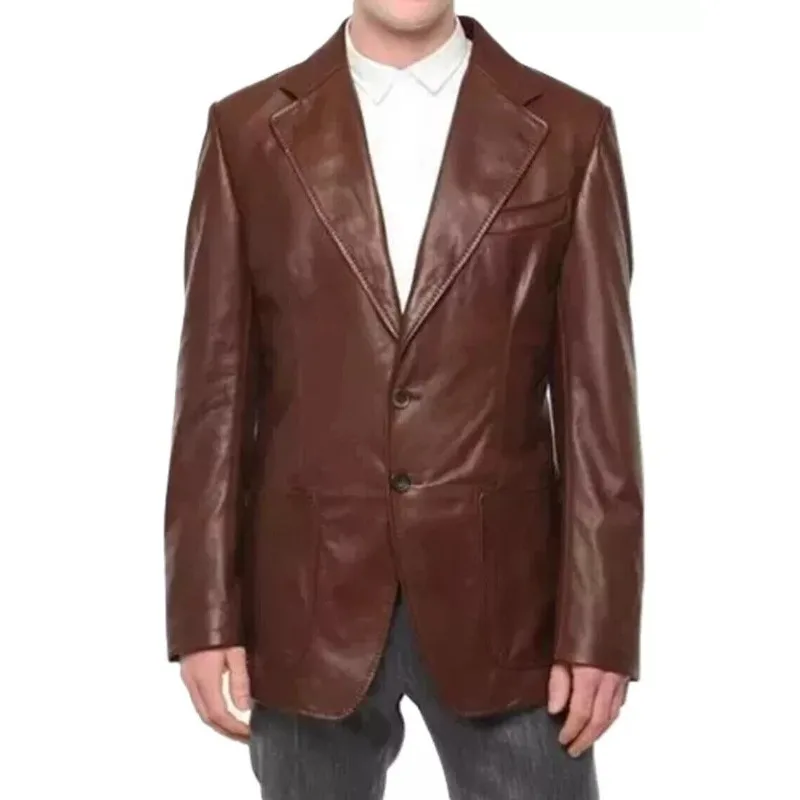 

Men's Classic NEW Soft Coat Real Lambskin Leather Blazer Brown Workwear Handmade