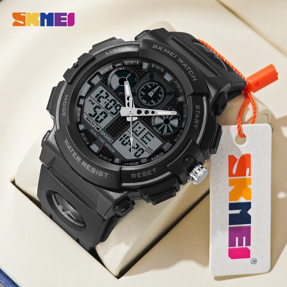 SKMEI Fashion Large Dial Wristwatch Double Time Display Digital Electronic Watches For Men Women Chrono Alarm Watch reloj hombre