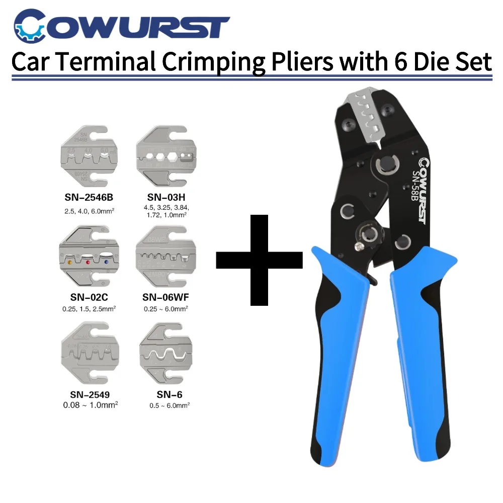 

6,3/4,8/2,8 Щипцы для обжима пружинных клемм SN-58B Автомобильный жгут проводов Холоднопресс Клещи для обжима клемм питания