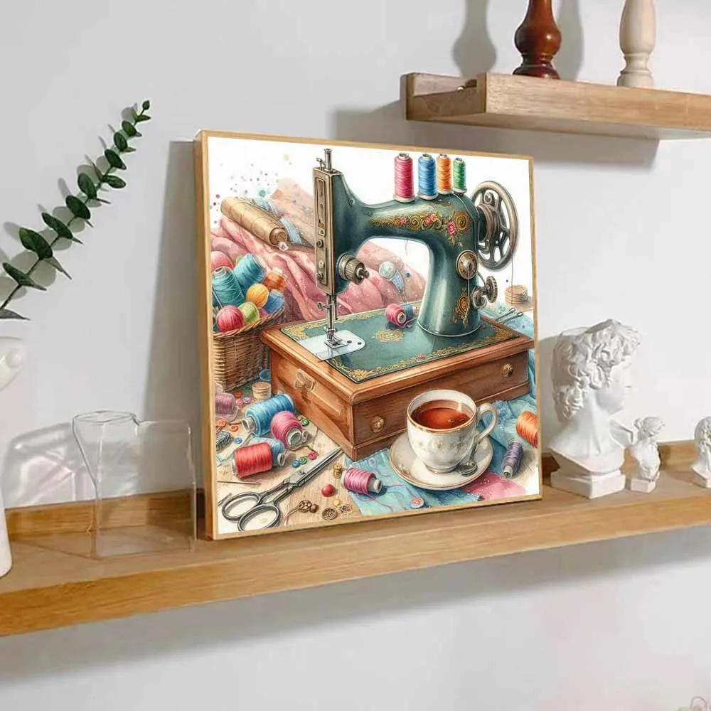 MOMAKA 5D DIY Diamond Painting Kit Machine à Coudre Complet, Peinture Diamant Complet Diamant Kit, Broderie Diamant Strass Point de Croix Cristal Painting pour Murale Décoration 30x40cm/ZB1528