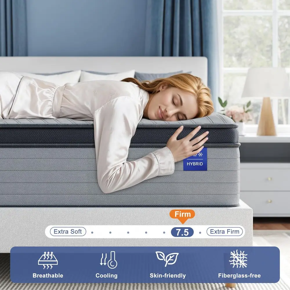 Queen Mattress Hybrid 12 inch Queen Size Mattress in a Box Cooling Ice Silk amp Gel Memory Foam, Back Pain Relief amp Cool Nigh