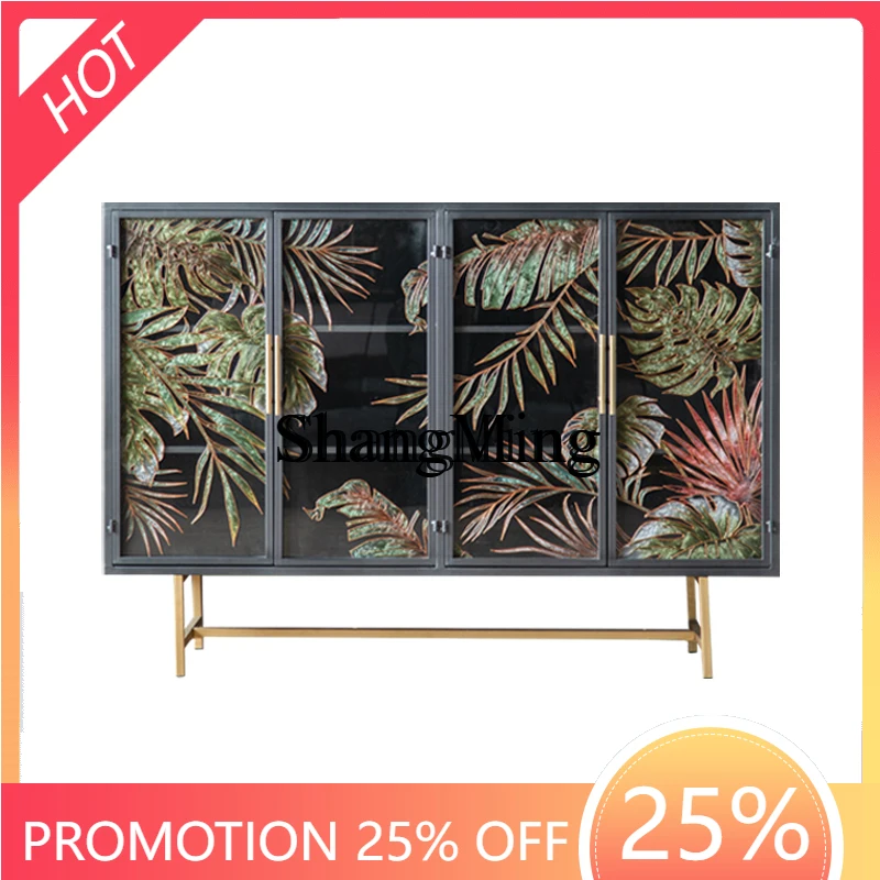 

CL home retro wrought iron retro bucket cabinet entrance shoe cabinet living room locker