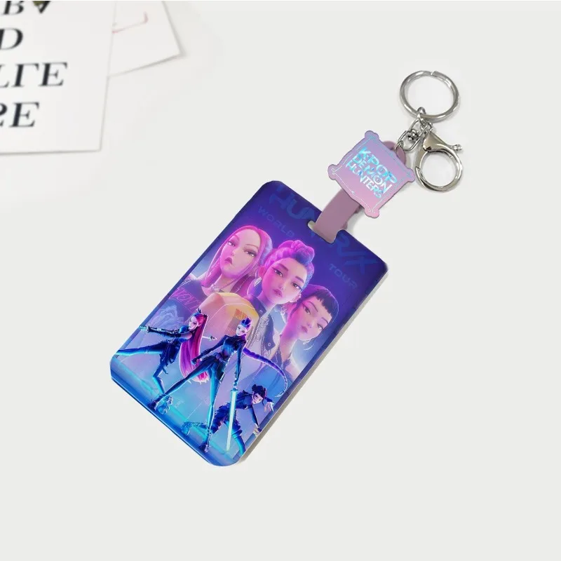 حامل بطاقات منزلق قابل للسحب من KPop Demon Hunters Rumi، بطاقة طالب كرتونية لطيفة وواقي معرف هدية عيد ميلاد #3