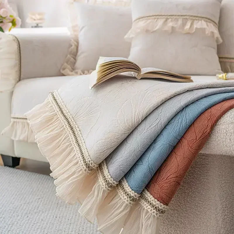 Universal Leather Sofa Cover French sle Cream Sle Four Seasons Universal Sofa Cushion Non-Slip High-End Cushion All-Inclusive