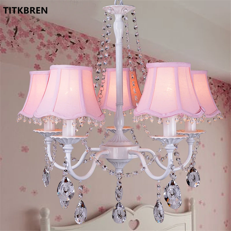 

Современный розовый абажур, хрустальная люстра, креативное домашнее освещение для гостиной, детская спальня, светильники для комнаты принцессы для девочек