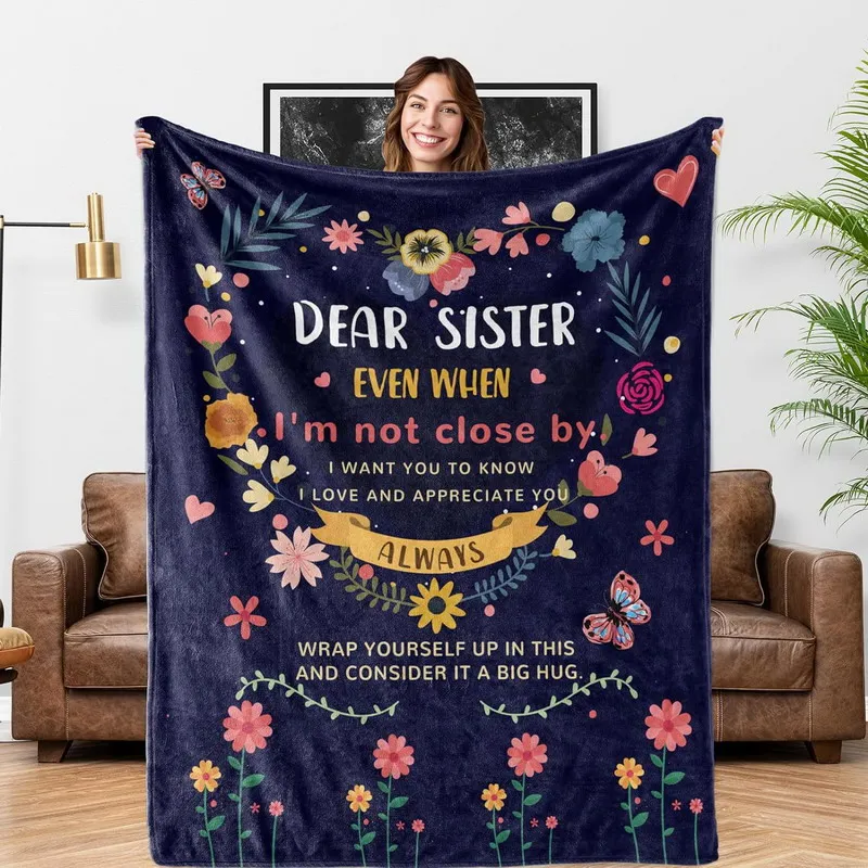 

Sister's Super Soft Flannel Throw Blanket for Sisters Graduation, Birthday, Mother's Day, Christmas, Valentines Day Bed, Couch