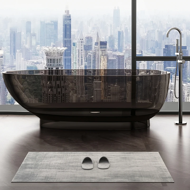 

Egg-shaped transparent bathtub freestanding custom color deep soaking transparent bathtub hotel villa