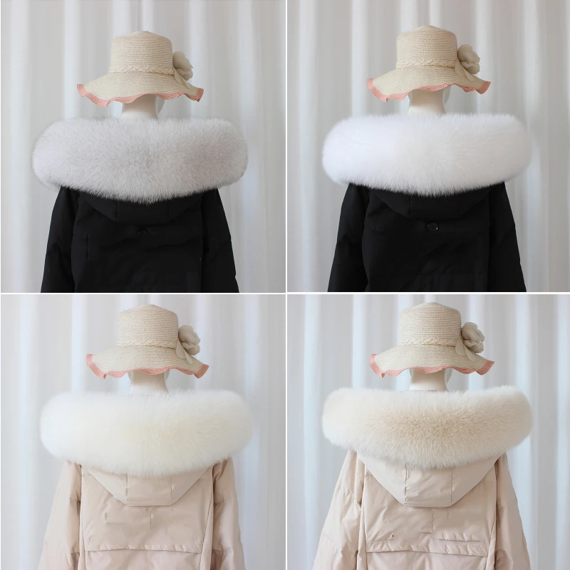 General Fashion  Natural Real Fox Fur Collar Scarves For Ladies Women and Men Coat Jacket Winter Luxury Fur Scarf Woman  Shawl