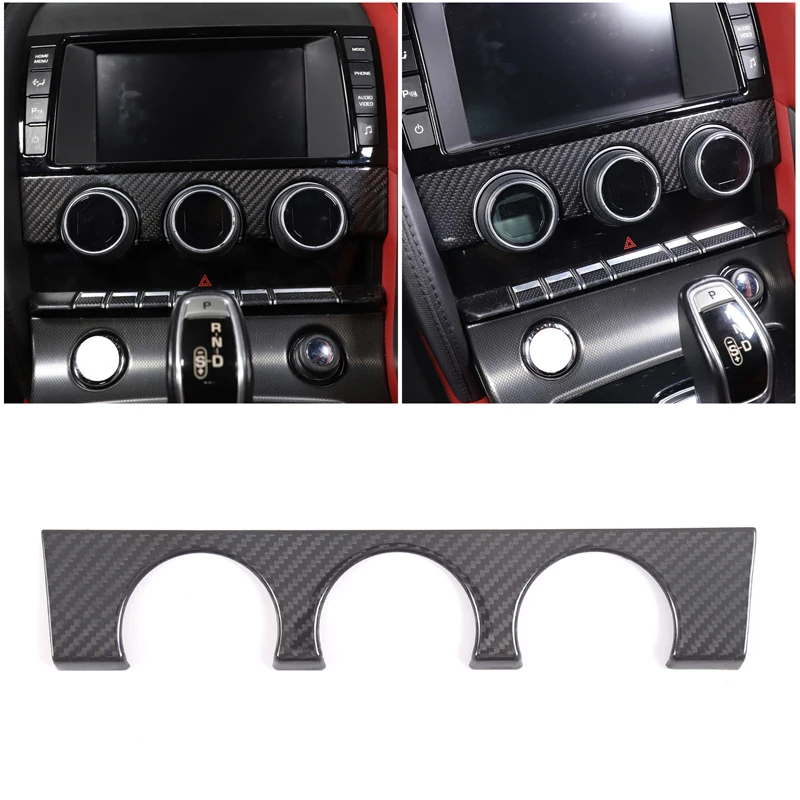 

1 шт. настоящее углеродное волокно для Jaguar F-TYPE 2013 + автомобильный переключатель центрального кондиционера, рамка, декоративная наклейка, автомобильные аксессуары