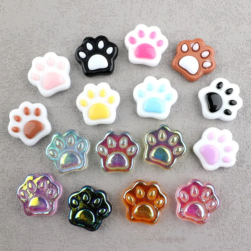 Kawaii Paw Resin Figure Diy Jewelry Crafts Cabochon 20pcs Flatback Scrapbook Embellishments Miniatures Ornaments Slime Charms