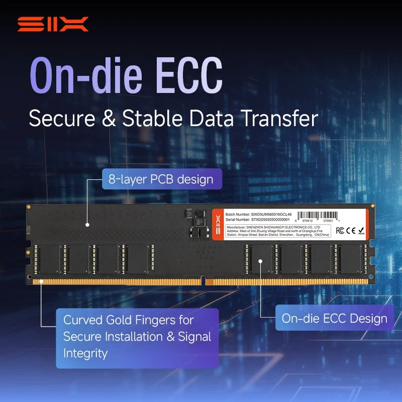 SIX U-5600PRO DDR5 RAM 32 GB UDIMM, 5600 MHz CL46-46-46-90, modulo di memoria desktop