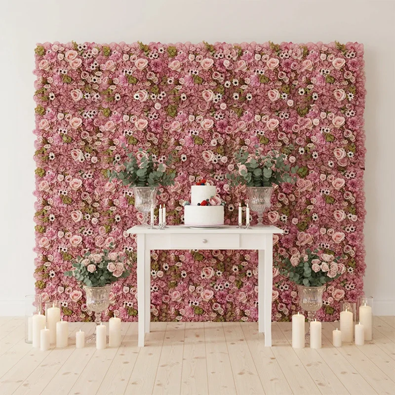 False Rose Artificial Flower Wall, Suitable for Wedding Indoor and Outdoor Scenes, Background Wall Decoration Flower Material
