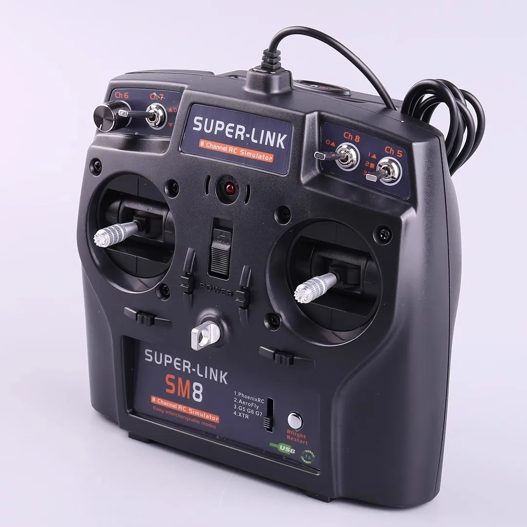 Simulador de entrenamiento de drones modelo SM8/KC8, compatible con G7.5 Phoenix 5 XTR, avión cruzado FPV de 8 canales, ala fija universal