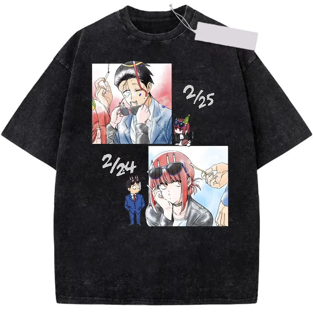 2026 Hot Sale Anime Smoking Behind The Supermarket with You Yamada Sasaki Washed T Shirt T-shirt Y2K Unisex Gothic Cotton Tee