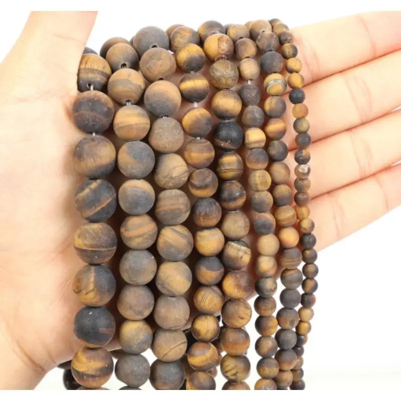 

Fashion Natural Stone Frosted tiger eye Charm Loose Bead DIY Round Beads Jewelry Accessories