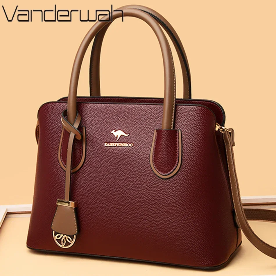2 Layers Quality Leather Luxury Handbags Women Bags Designer Crossbody Bags for Women 2026 Large Capacity Tote Bag Sac A Main